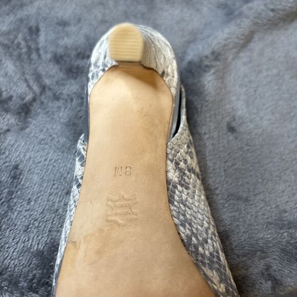 Donald J Pliner Heels Size 8M Gold Shimmer Snakeskin Slingback Allie Peep Toe - Picture 14 of 16